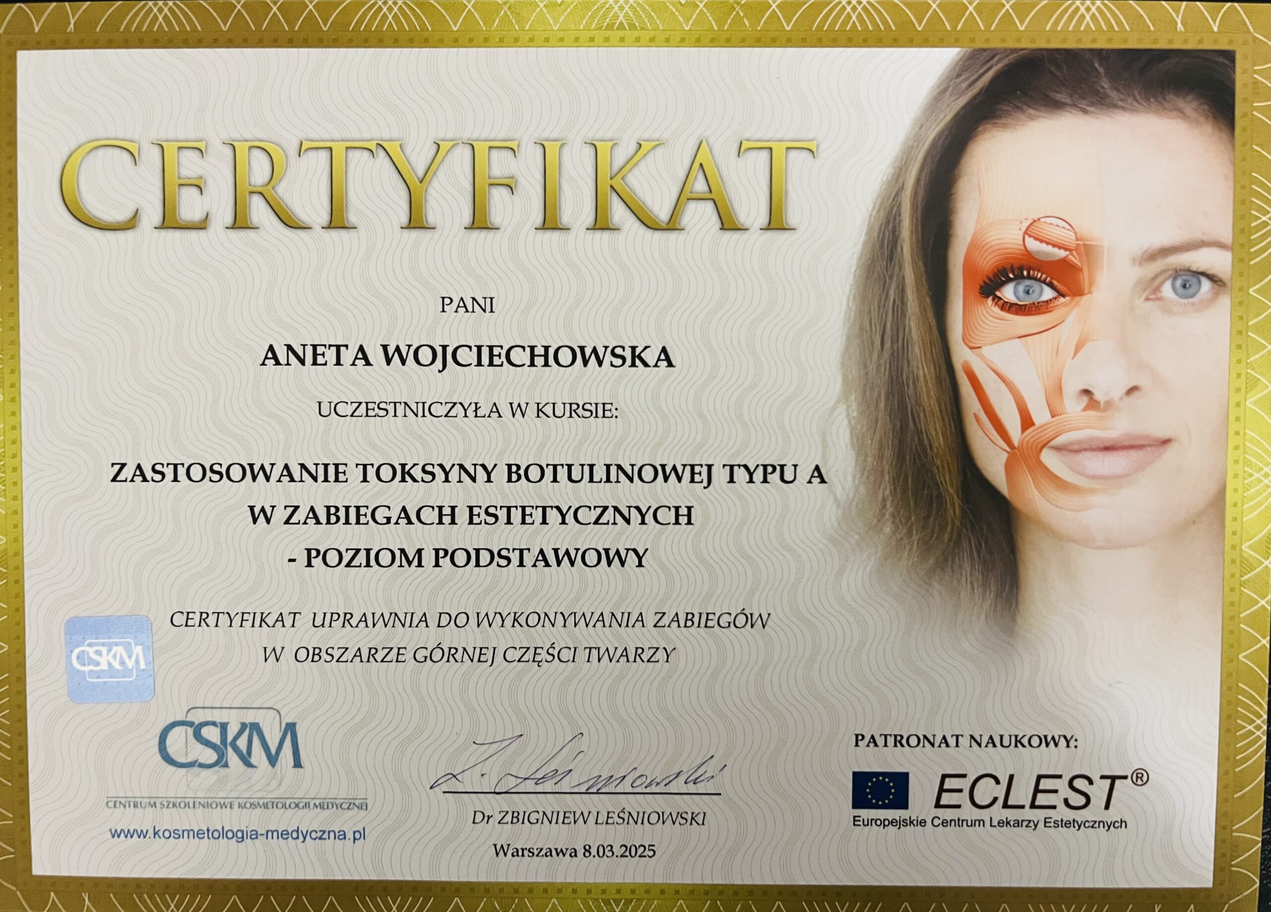 Certyfikat ukończonego kursu