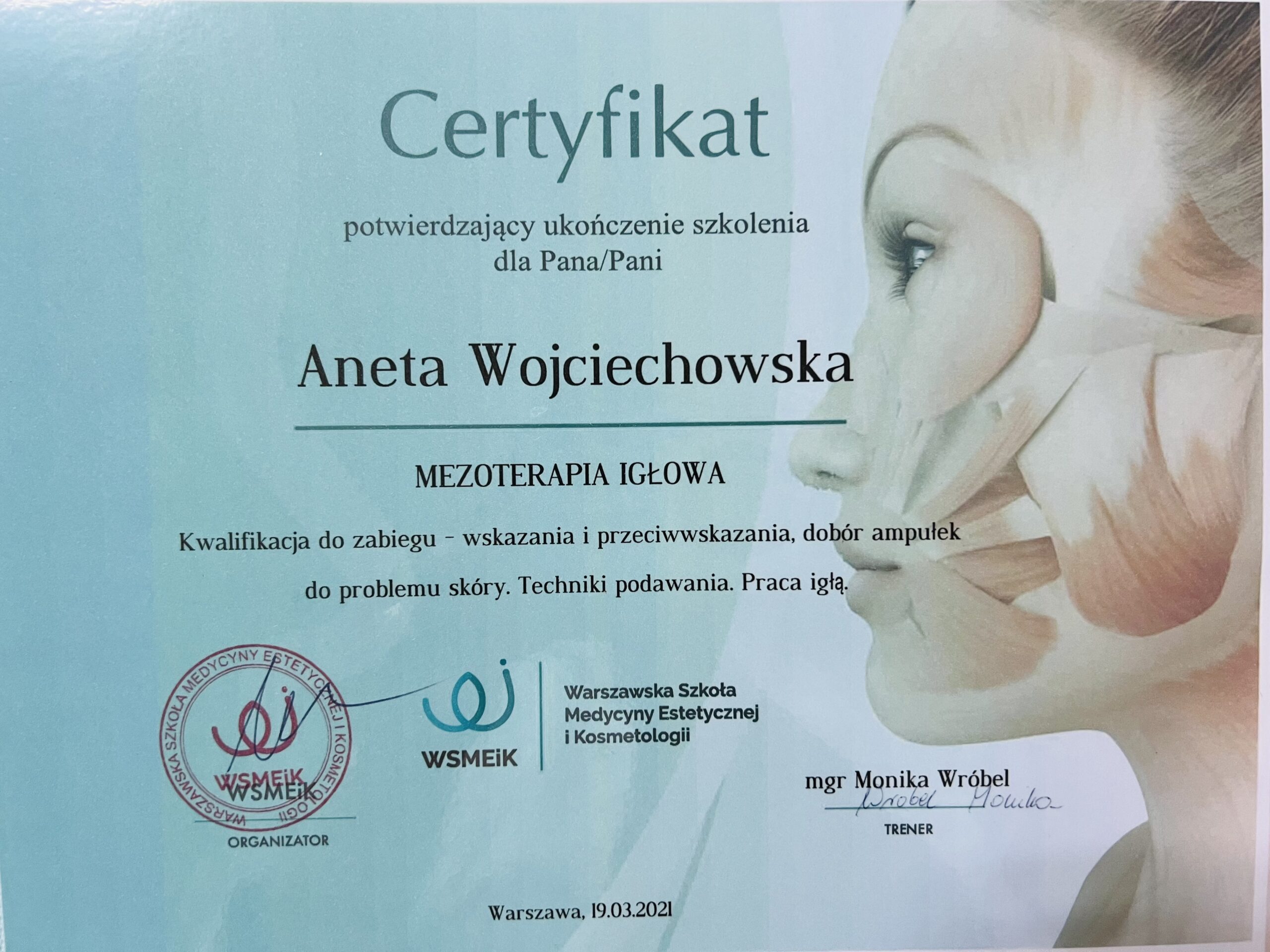 Certyfikat ukończonego kursu