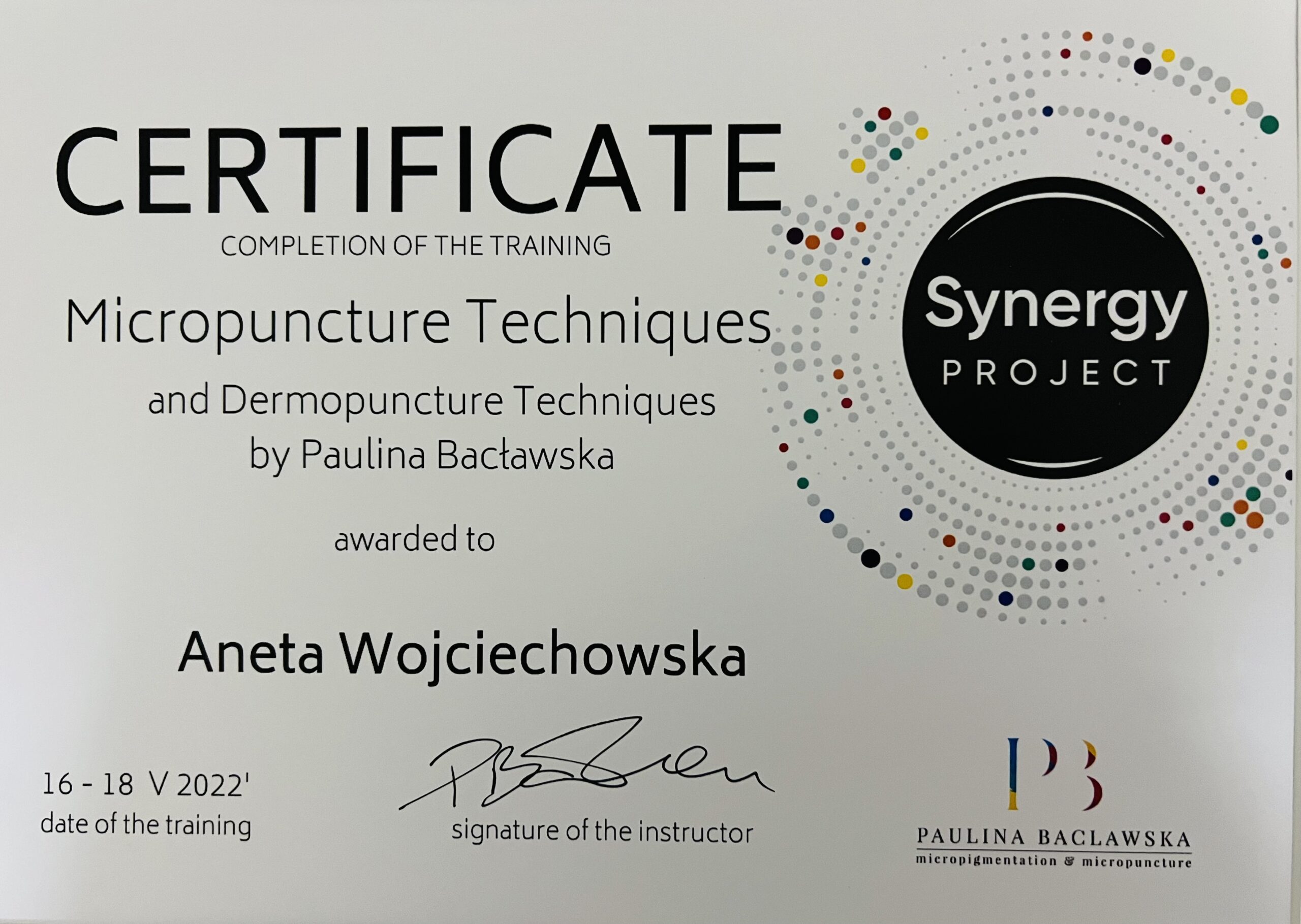 Certyfikat ukończonego kursu